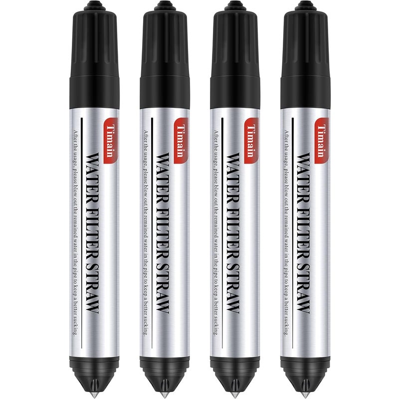 Timain 4 Pack Mini Water Filter Straws,Water Purifier Survival for Emergency Preparedness,Break Glass,Travel,Camping, Hiking,Fishing,Hunting (4) - Image 1